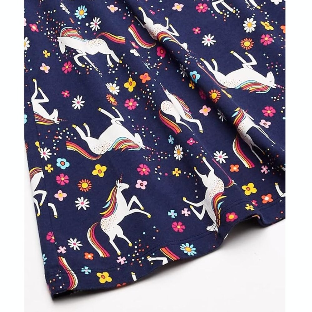 Moon and Back by Hanna Andersson Girls' Unicorn Graphic Tee in Navy 5T - Picture 3 of 3